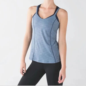 Lululemon run for gold tank heathered blue Sz4